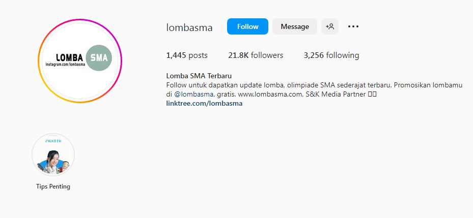 Tangkapan layar akun instagram @lombasma 